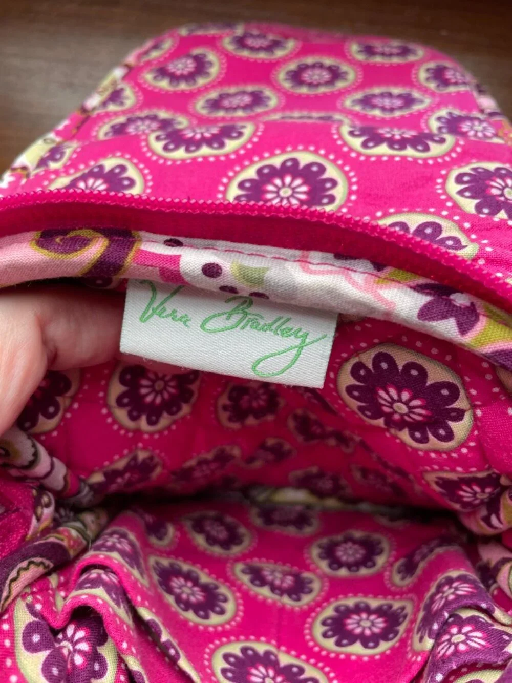 Vera Bradley Pink Green Brown Flap Closure Crossbody Bag